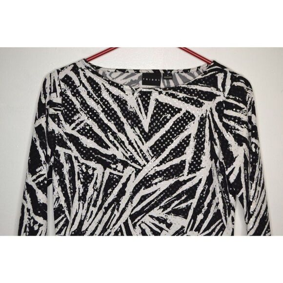 Tribal Women's Small Black Zebra Print 3/4 Sleeve Blouse - Picture 2 of 10